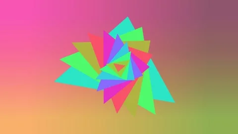 Bright Pop Art Geometric Multicolored Shape Swirl Loop Stock Footage 341609301
