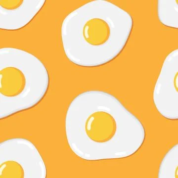 Bright pop art vector seamless pattern of fried eggs Stock Illustration