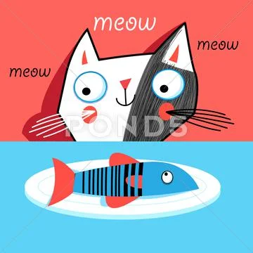 Bright portrait of a cheerful kitten Stock Illustration