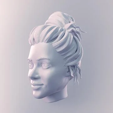Bright positive human face CGI 3d sculpture Stock Illustration