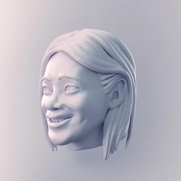Bright positive human face CGI 3d sculpture Stock Illustration