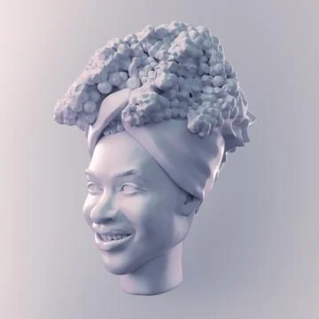 Bright positive human face CGI 3d sculpture Stock Illustration