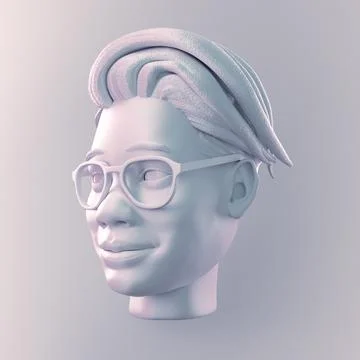 Bright positive human face CGI 3d sculpture Stock Illustration