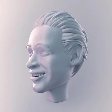 Bright positive human face CGI 3d sculpture Stock Illustration