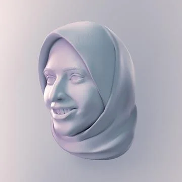 Bright positive human face CGI 3d sculpture Stock Illustration