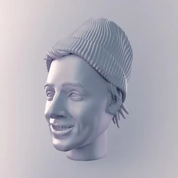 Bright positive human face CGI 3d sculpture Stock Illustration