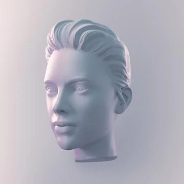 Bright positive human face CGI 3d sculpture Stock Illustration