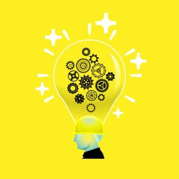Bright positive thinking foreman with light bulb head Stock Illustration