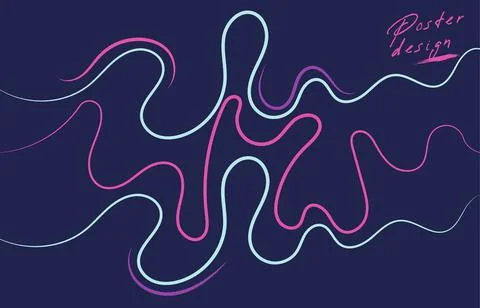 Bright poster with dynamic waves. Vector illustration minimal flat style Stock Illustration