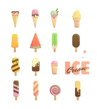 Bright poster with ice cream Stock Illustration