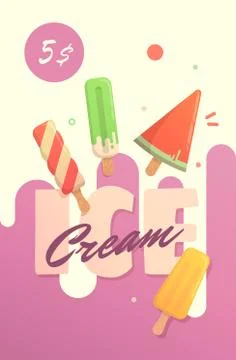 Bright poster with ice cream Stock Illustration