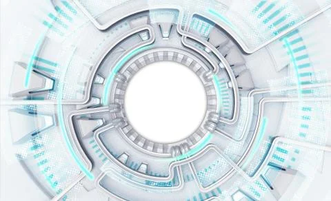 Bright powerful technology template with white circle text space Stock Illustration