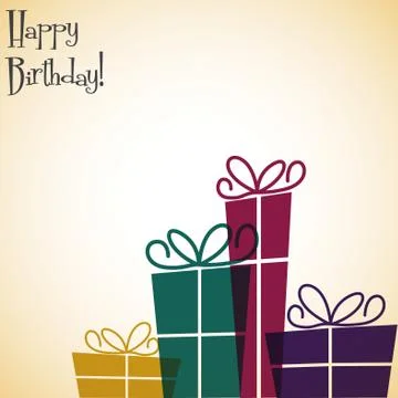Bright presents in a line card in vector format. Stock Illustration