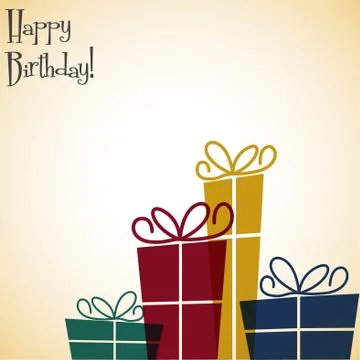 Bright presents in a line card in vector format. Stock Illustration