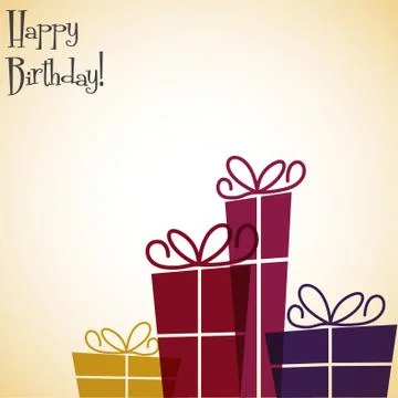 Bright presents in a line card in vector format. Stock Illustration