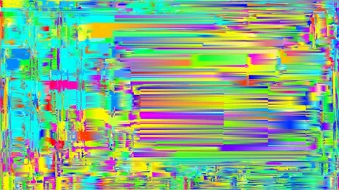 Bright primary-colored abstract video movements, visible screen pixels, loop Stockbeeldmateriaal 127610671