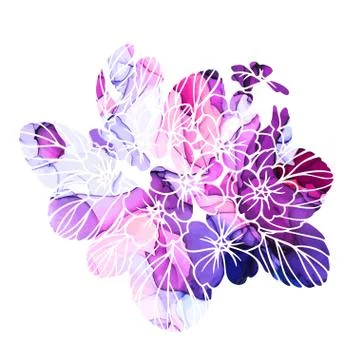 Bright primula, violet and pink watercolor texture Stock Illustration