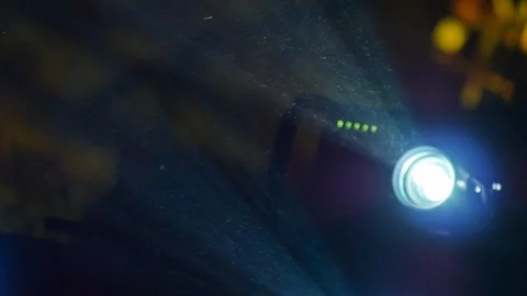 Bright Projector Light With Dust Particle Stream Digital Cinema projection Video stock 88095045