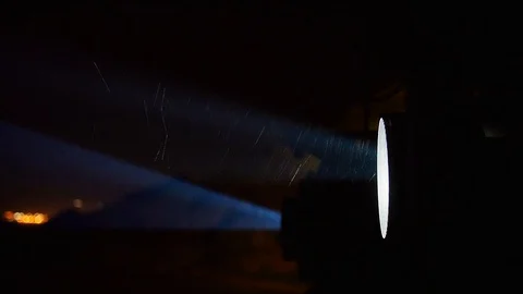 Bright Projector Light With Dust Particle Stream Digital Cinema projection Video stock 88095694