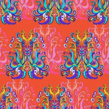 Bright psychedelic colorful vintage pattern with abstract elements Illustrazione stock