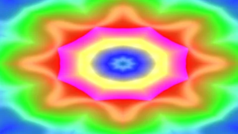 Bright psychedelic floral forms display layered radial shapes Stock Footage 342869940