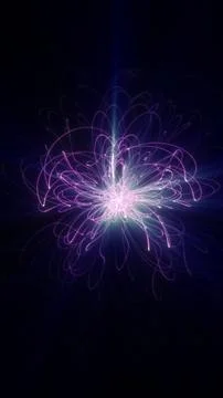 Bright purple abstract energy explosion with flowing light trails, symboliz.. Stock Illustration