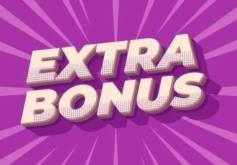 Bright purple background with extra bonus text in 3d style Stock Illustration