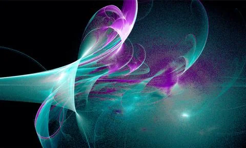 Bright purple-blue abstract pattern on black, color digital graphics Stock Illustration