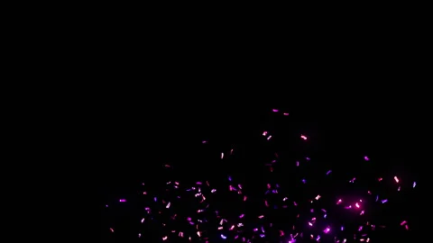 Bright Purple Blue Confetti Explosion on Black Background with Alpha Mask Stock-Footage 280477879