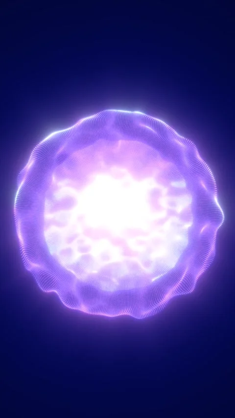 Bright purple energy sphere with glowing dotted shell and radiant core, abs.. Stock Footage 330053098