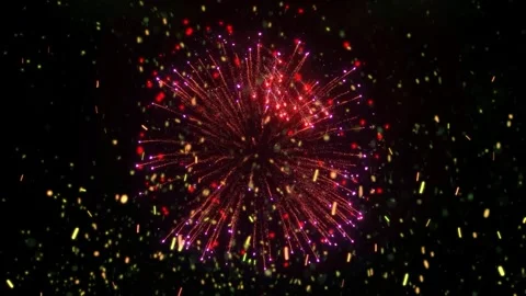 Bright purple fireworks explosion in night sky for celebration and holiday Stock Footage 344918920