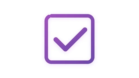 Bright Purple Gradient Checkmark Square Icon Motion Graphic Smooth Ticking .. Stock Footage 346611664