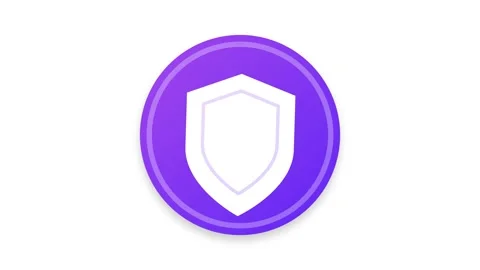 Bright Purple Gradient Shield Badge Icon with Smooth Pulsing Animation on W.. Stock Footage 346611712