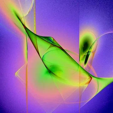 Bright purple-green abstract pattern on black, color digital graphics Stock Illustration