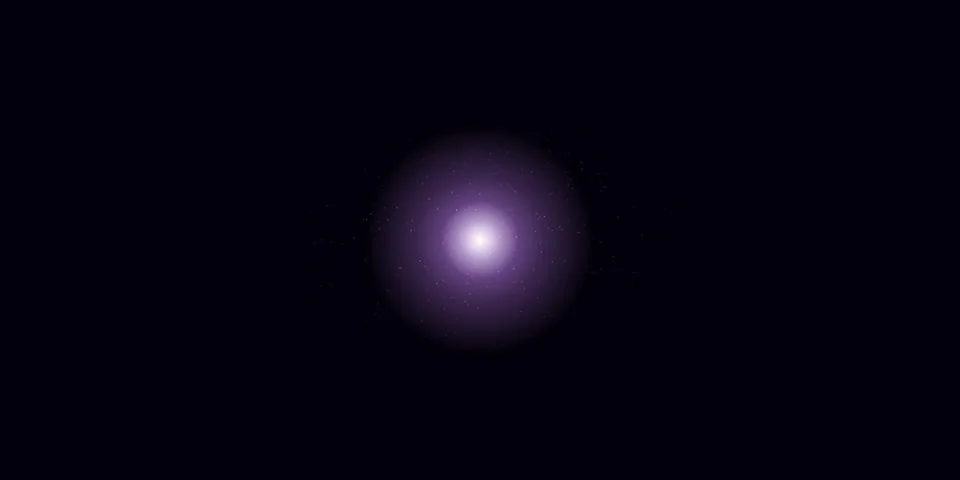 Bright purple light glow with small particles in dark space Stock Illustration