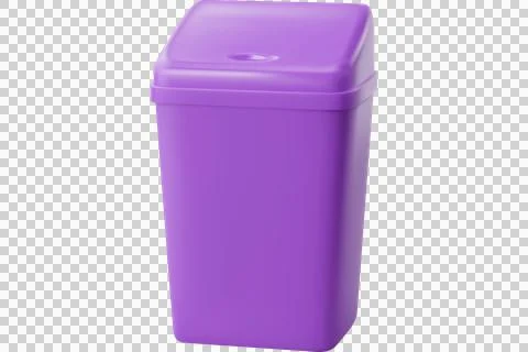 Bright purple rectangular trash can with flip lid Stock Illustration