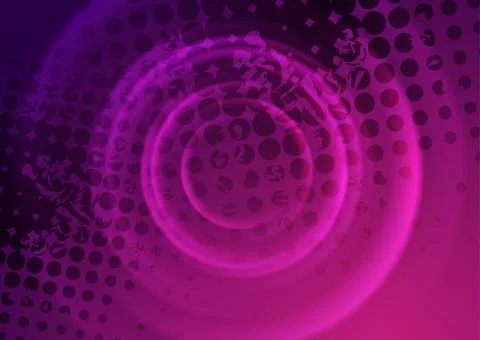 Bright purple smooth blurred circles and halftone abstract background Stock Illustration
