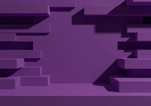 Bright purple, violet 3D rendering product display podium or stand with abstr Stock Illustration