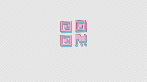 Bright qrcode icon is jumping merrily. Retro style. Alpha channel black. Stock Footage 253411320