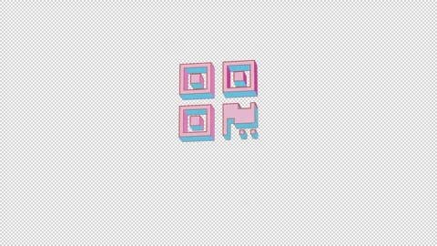 Bright qrcode icon is jumping merrily. Retro style. Alpha channel black. Stock Footage 253411322