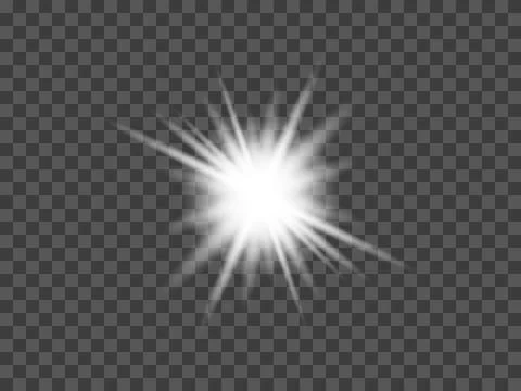 Bright Radiant Starburst Light Effect on Transparent Background. Stock Illustration