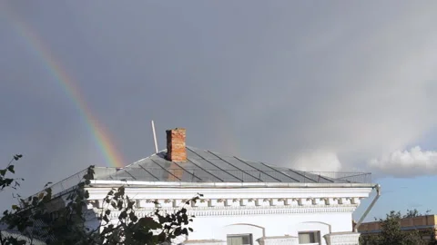 Bright rainbow after the rain Stock Footage 96199889