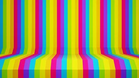 Bright Rainbow Gradient Lines Stage,Extruded Vertical Lines,Simple Moving Lines Illustrazione stock