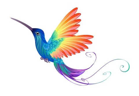 Bright Rainbow Hummingbird Stock Illustration