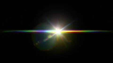 Bright rainbow lens flare burst on black background, abstract light effect,.. Stock Footage 342040980
