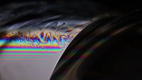 Bright rainbow reflection of liquid in macro, silver reflection Stock Footage 293152048