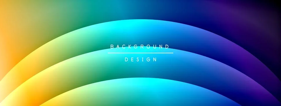 Bright rainbow style color gradient with curve round shape line background Stockillustratie