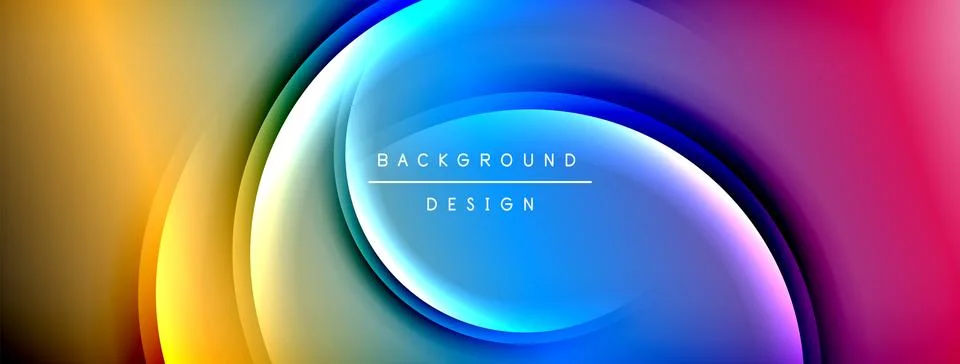 Bright rainbow style color gradient with curve round shape line background 库存插图