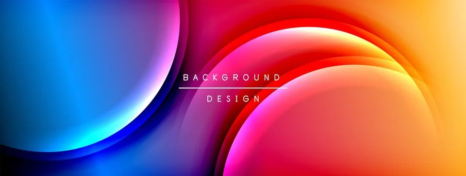 Bright rainbow style color gradient with curve round shape line background 库存插图