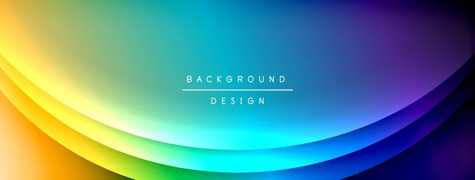 Bright rainbow style color gradient with curve round shape line background Stock Illustration